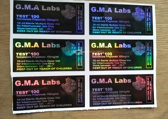 Schwarze GMA-Labormedizin-Flaschen-Aufkleber DECA-TEST E 300 Laser-Phiolen-Aufkleber