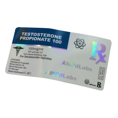 Test Propionat Injektion Medikamente Glasflasche Etiketten 25x60mm Laser Hologramm Material