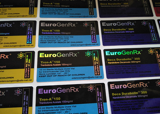 Glänzende, wasserfeste Etiketten für Euro-GenRX-Glasfläschchen, Hologramm-Etikettenaufkleber für Medikamente