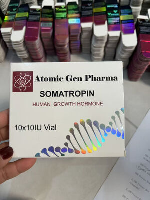 Somatropin H gh 100iu Etiketten und Packung mit 10 Durchstechflaschen