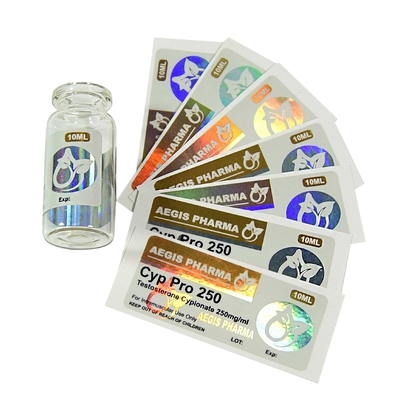 Cyp 250 mg Klebstoff-Kratz-Aufkleber Holographisches individuell gedrucktes Etikett 10 ml Durchstechflaschenetiketten