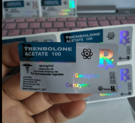 Custom Design PET-Flaschenetiketten Schachteln für Bodybuilding Injektierbare anabole glänzende holographische Pillen Flaschen
