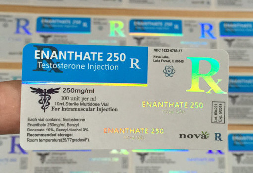 Glanz/Matte Veredelung TEST E 250 Pharmazeutika 10 ml Glasflasche Etikett Hologramm nach Bedarf angepasst