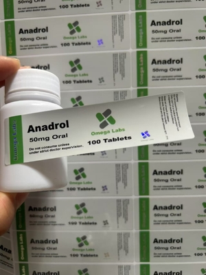 Anadrol Tabletten Etiketten Papier/PET/PVC Material für 50 mg Plastikflaschen