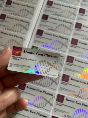 Wasserdichte und langlebige Glasflaschenetiketten für Testo E Nano Labs mit Laser-Shinny-Effekt und kundenspezifischem Design