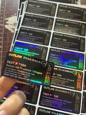 Testo Propionat 100 mg Hologrammlaser 10 ml Durchstechflaschen Etiketten, glänzende Oberfläche Mehrfachdosis Durchstechflaschenetikette