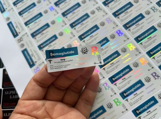 Tirzepatid 60 mg 2 ml Glasflaschen Etiketten mit PET Hologramm Laser Material