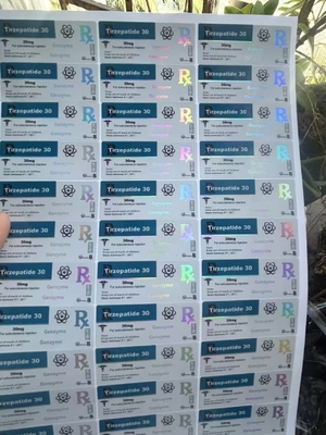 Tirzepatid 40mg Peptid Glasflaschen Etiketten mit individuellem Design