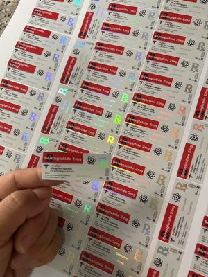 Semaglutid 1mg Etiketten für kleine Vials 5x2cm Hologramm-Laser-Effekt 2ml 3ml Vial Etiketten