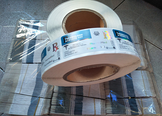 Rollen Sie glänzende holografische selbstklebende Laseretiketten für Fläschchen-Injektionsfläschchen