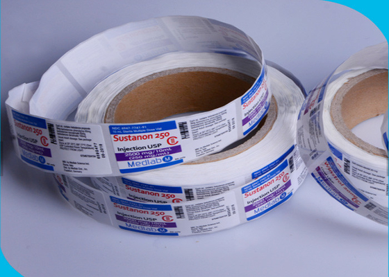 Glänzende Etiketten für Fläschchen auf Rollen, stark klebend, quadratische Form für Injektionsfläschchen