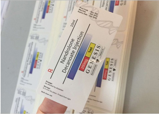 Etiketten für Nand-Decanoat-Glasfläschchen, quadratische Form, glänzende Laminierungsoberfläche