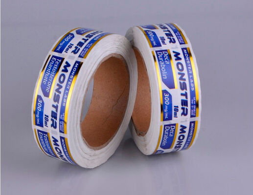 Pharmazeutische Fläschchenetiketten, klare, leuchtende Farbe, goldgeprägter Effekt