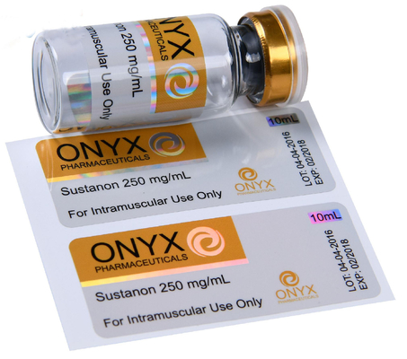 Kostenloses Design Bodybuilding SUS 250 Injektionsflaschen Etiketten mit UV-Glanz PVC PP Holographischer Aufkleber