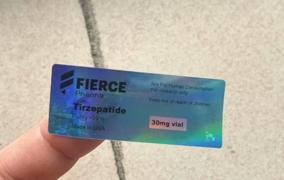 Mounjaro 3 ml Peptidflasche Etiketten mit Laser Hologramm Material