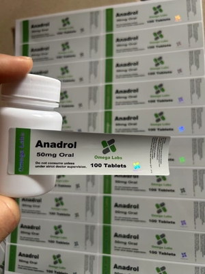 Anadrol Tabletten Etiketten Papier/PET/PVC Material für 50 mg Plastikflaschen