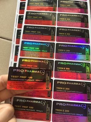 Testo Propionat 100 mg Hologrammlaser 10 ml Durchstechflaschen Etiketten, glänzende Oberfläche Mehrfachdosis Durchstechflaschenetikette