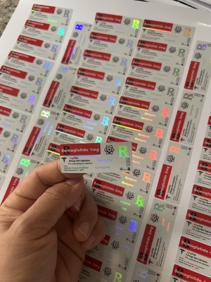 Semaglutid 1mg Etiketten für kleine Vials 5x2cm Hologramm-Laser-Effekt 2ml 3ml Vial Etiketten