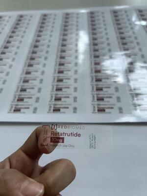 Retat rutide 10mg Klare Etiketten transparente PVC-Peptidflaschenetiketten