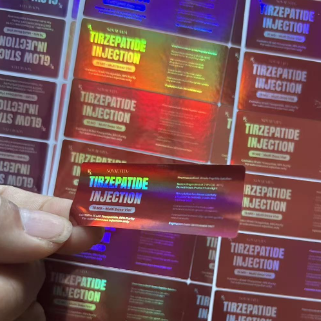 Trizepatid 10 mg Laser glänzende Hologramm-Etiketten