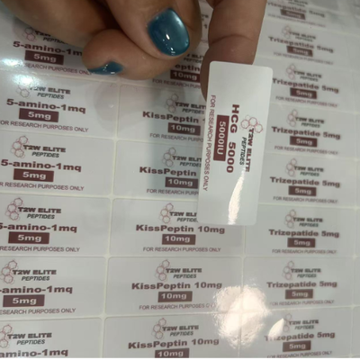 Waterproof Custom Size Glossy Finish Glass Vial Labels for Pharmaceutical Use