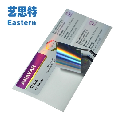 PET-Pillenflaschen, 10 mg, Hologramm, glänzende Glasfläschchen-Etiketten