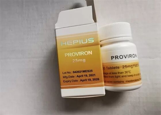 Niedrige Anzahl roter Blutkörperchen, Mesterolone Proviron 25 mg Tabletten, Fläschchen, Bodybuilding-Etiketten und -Boxen